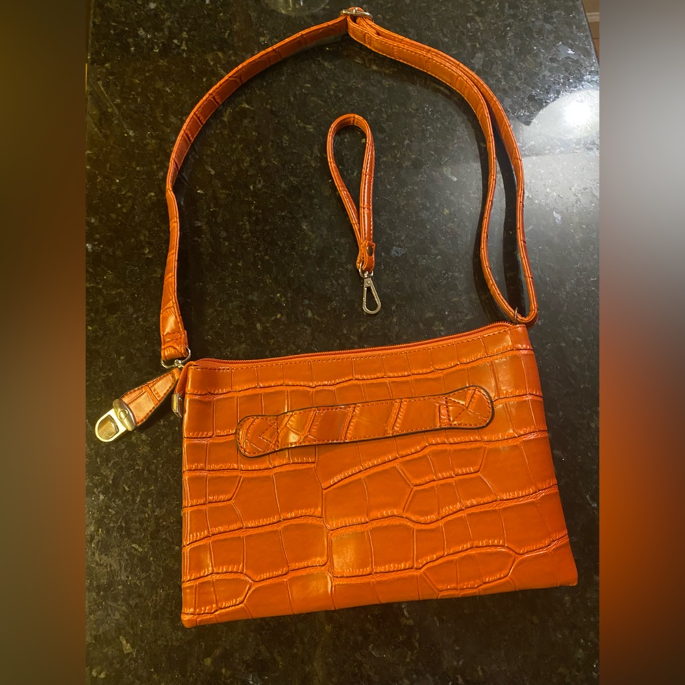 Rusty Orange Crocodile Skin Purse/Clutch - Picture 4 of 7